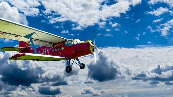 plane in clouds